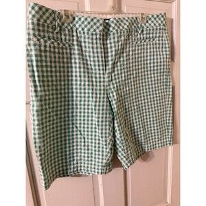 Lands End Mid Rise Turquoise Bermuda Shorts Size 14